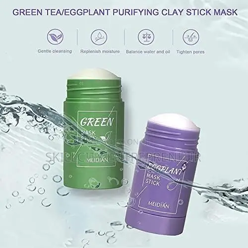 Meidian 2pcs- Green Tea and Egg Plant Face Mask Stick