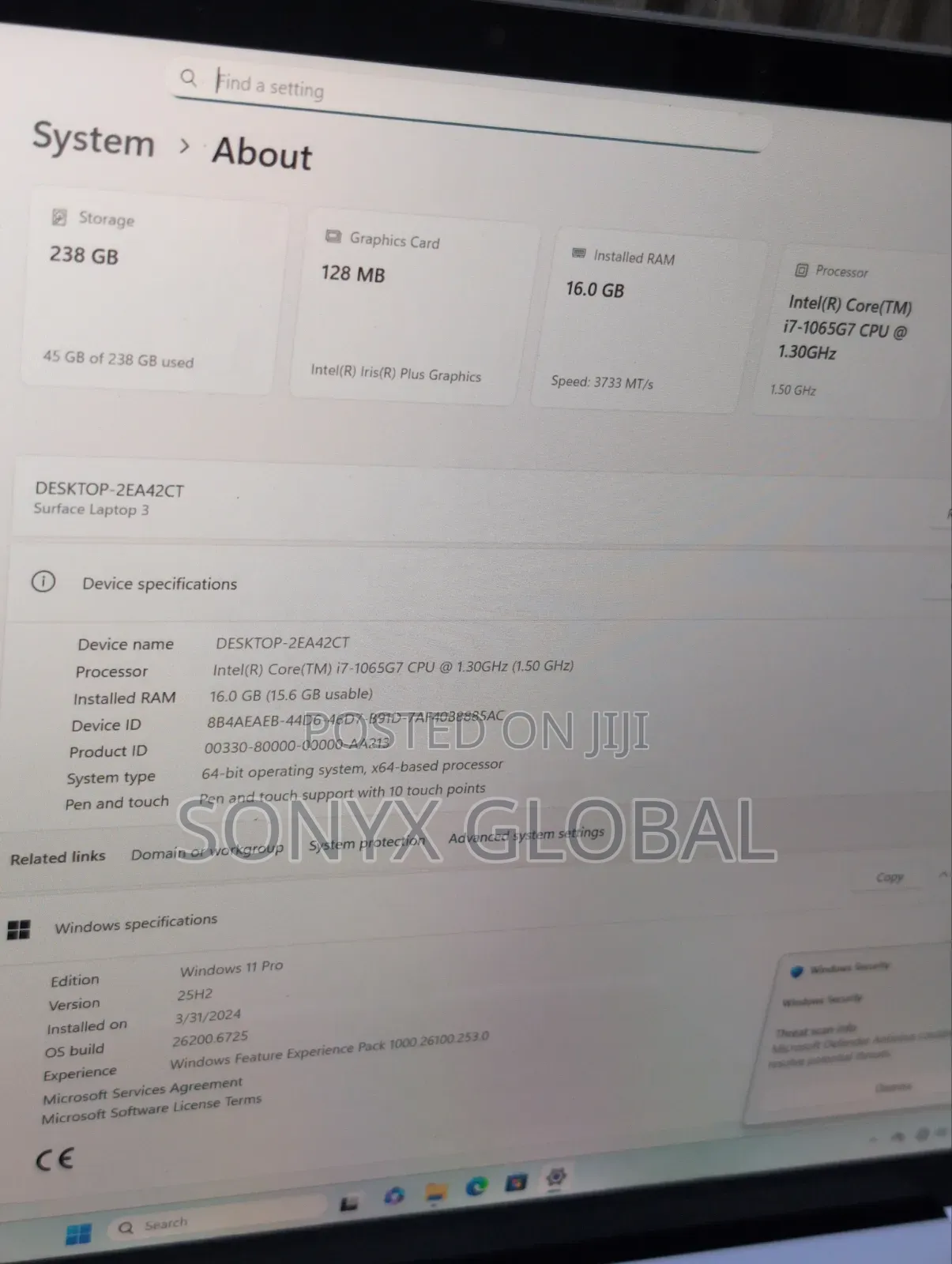 Laptop Microsoft Surface Laptop 3 16GB Intel Core i7 SSD 256GB