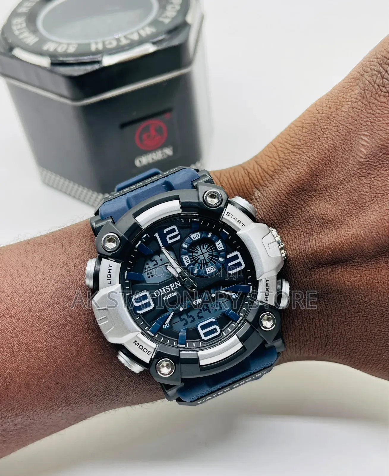 *` Ohsen Ad2503 [ Waterproof ] Double Time Sport Wristwatch` *
