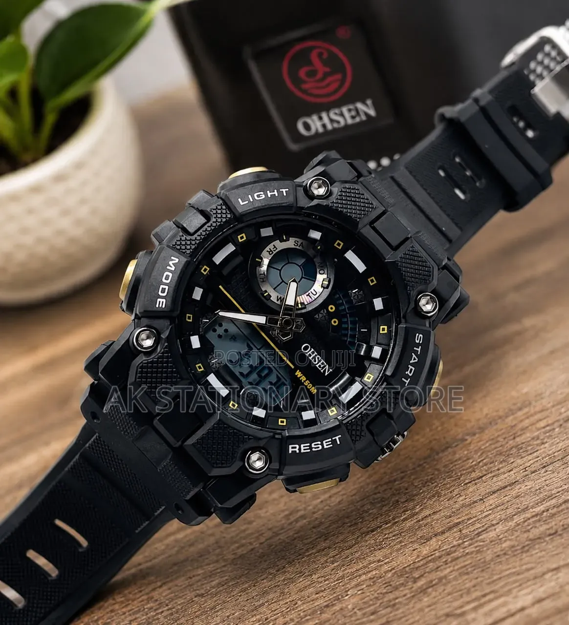 *` Ohsen Ad2503 [ Waterproof ] Double Time Sport Wristwatch` *