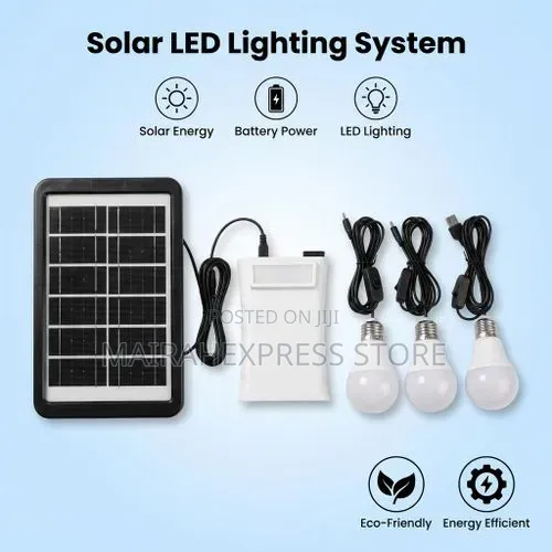 Solar Panel Charger With 10000mah Power Bank 3 Led Lights