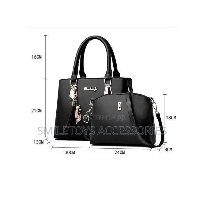 Ladies 2-Piece Pu Leather Tote Bag Crossbody Bag With Cat Charm