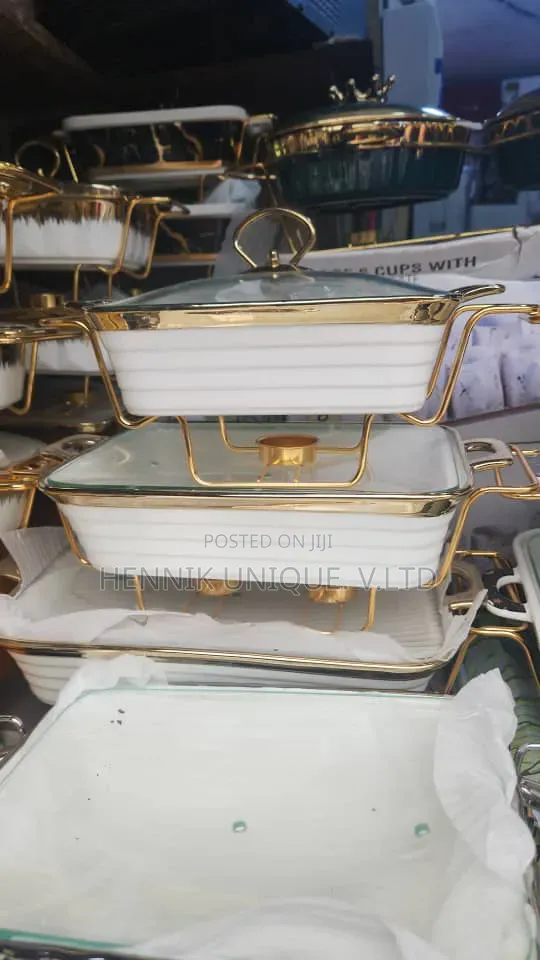 Glass Cover Gold Plated 3 in 1 Dishing Plates
