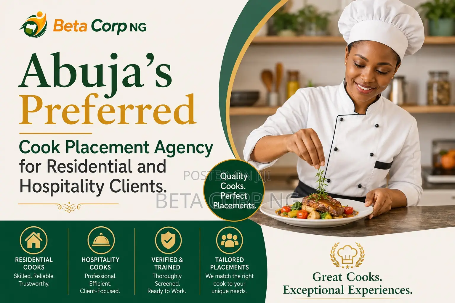 Abuja's Preferred Cook Agency for Residential and Hospitality Clients