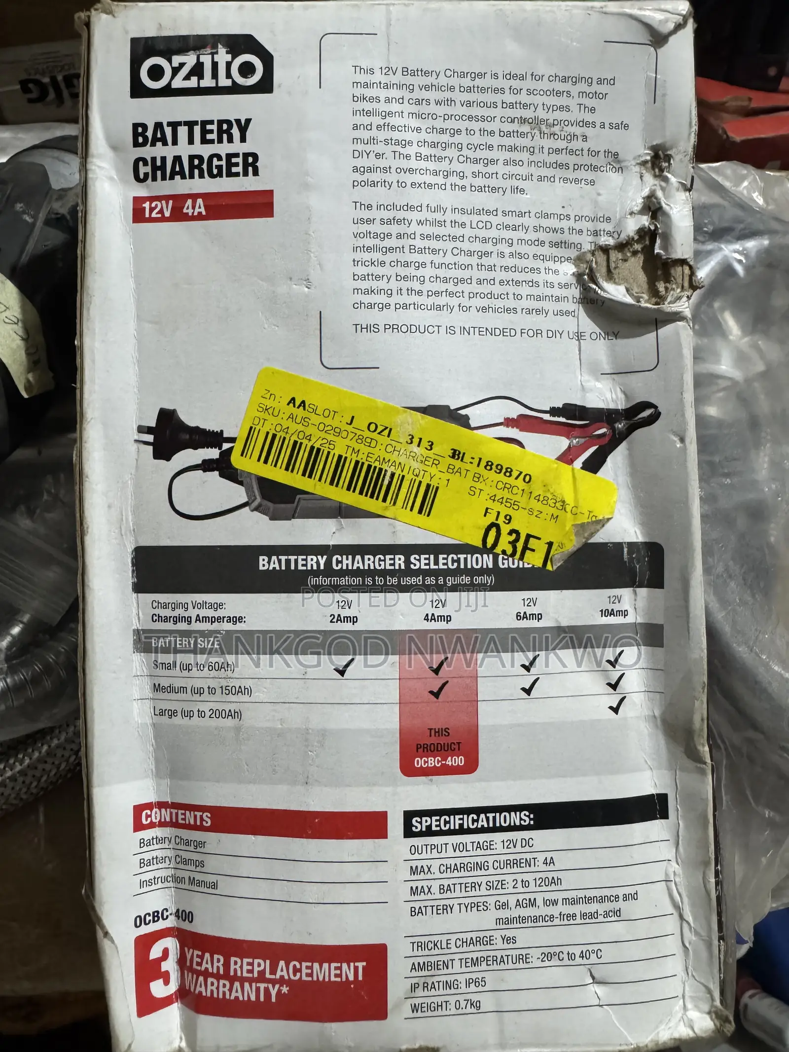 Ozito 12v Battery Charger