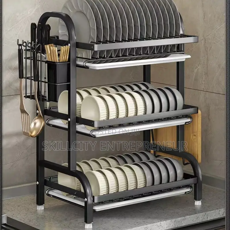 3-Layer Stainless Steel Kitchen Dish Organizer