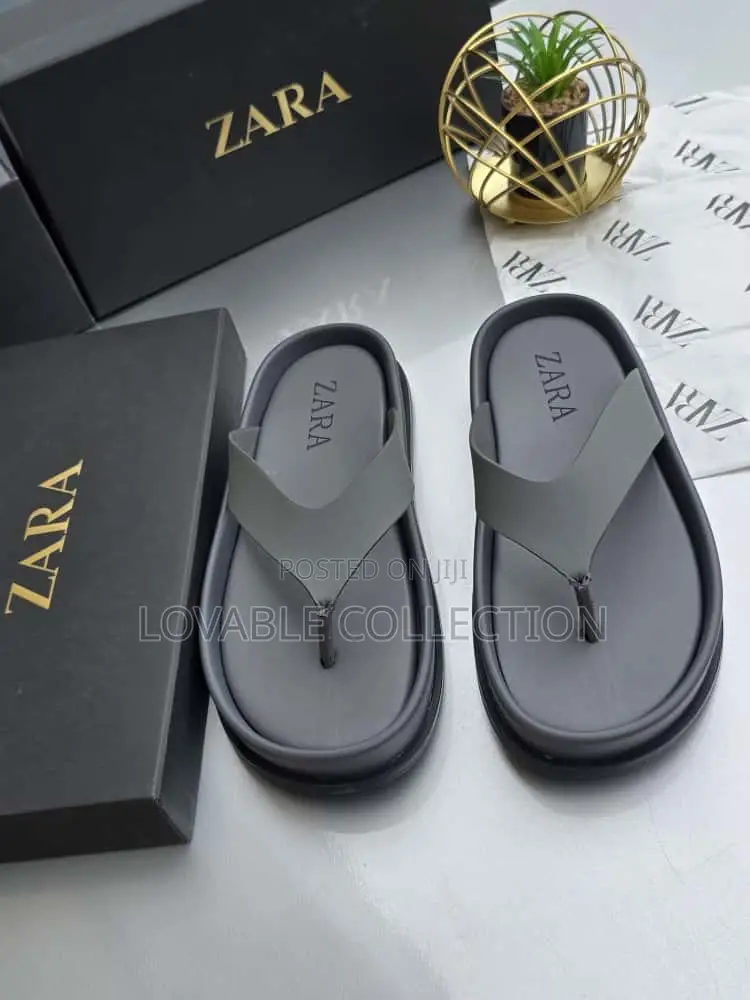 Zara Men's Padded Leather Platform Slides