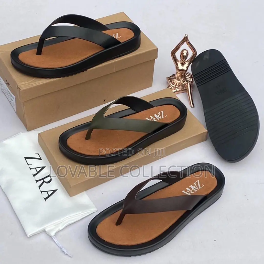 Zara Men's Padded Leather Platform Slides