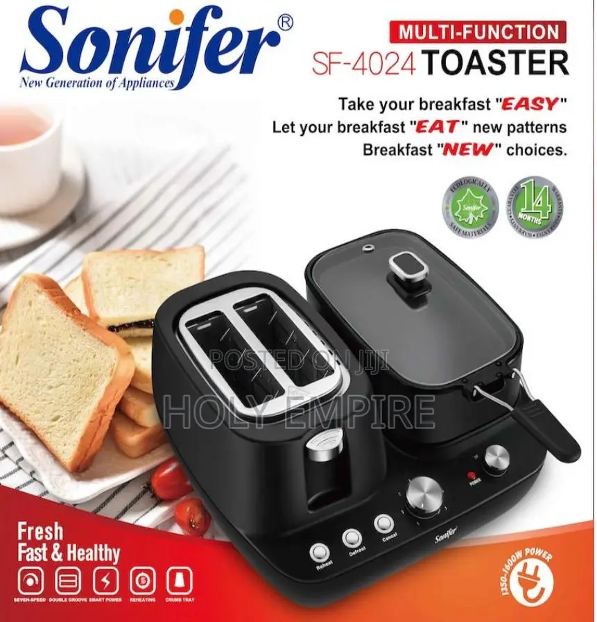Breakfast With Frying Pan Egg Bread 2 Slice Small Electric Toaster