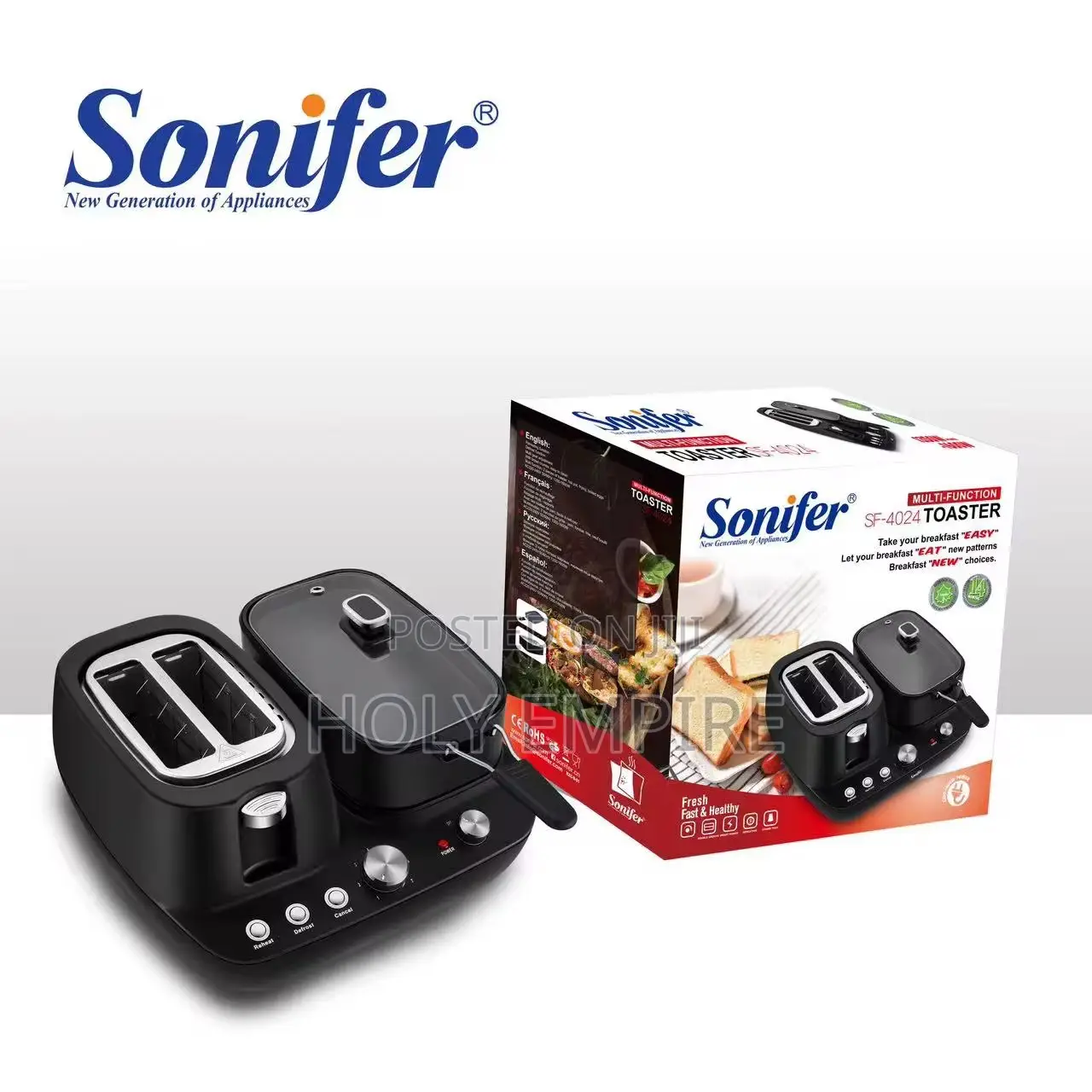 Breakfast With Frying Pan Egg Bread 2 Slice Small Electric Toaster