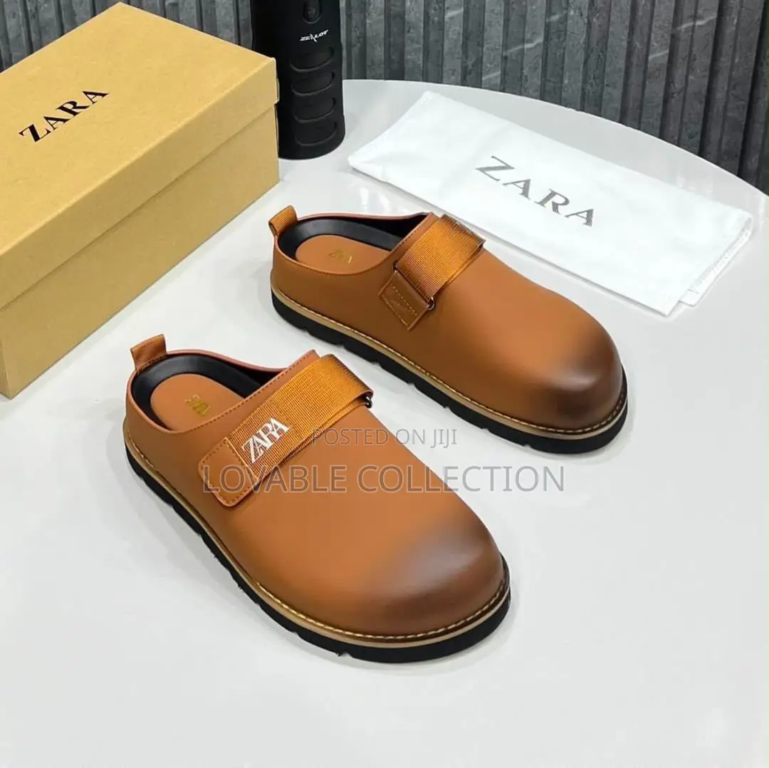 Zara Men’S Minimalist Leather-Look Buckle Strap Mules