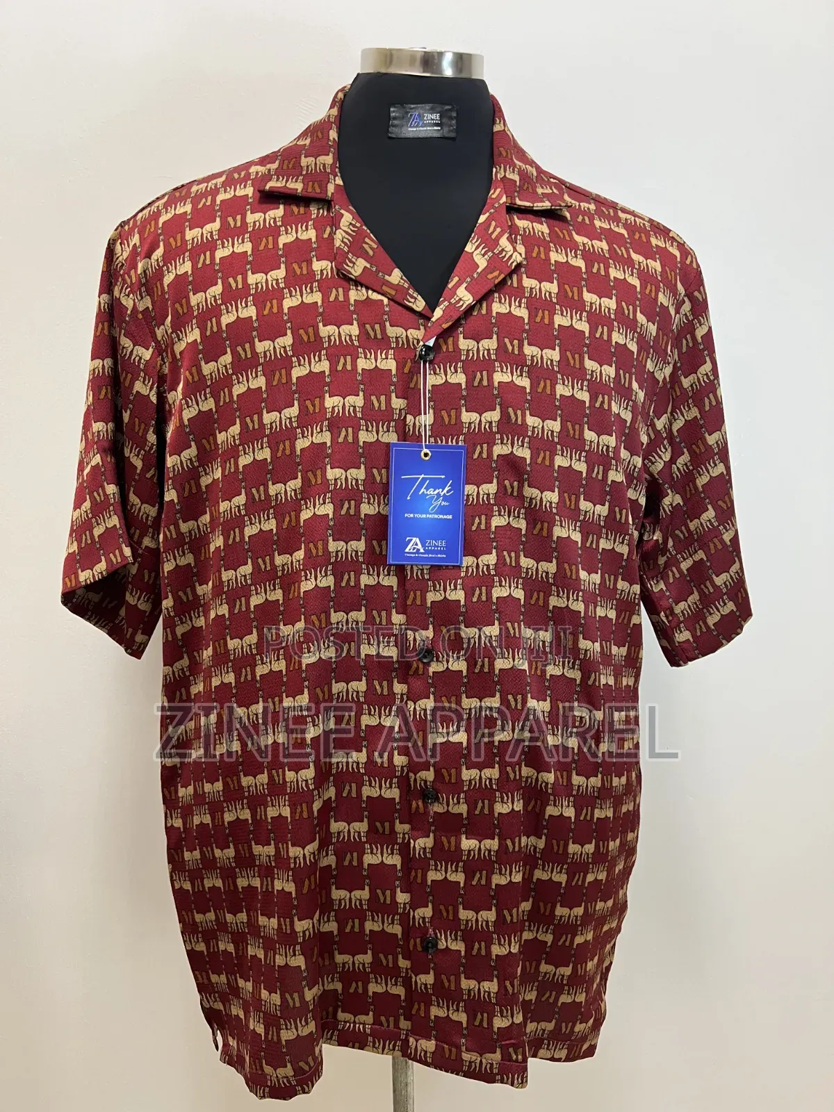 Red Patterned Vintage Shirt for Sale
