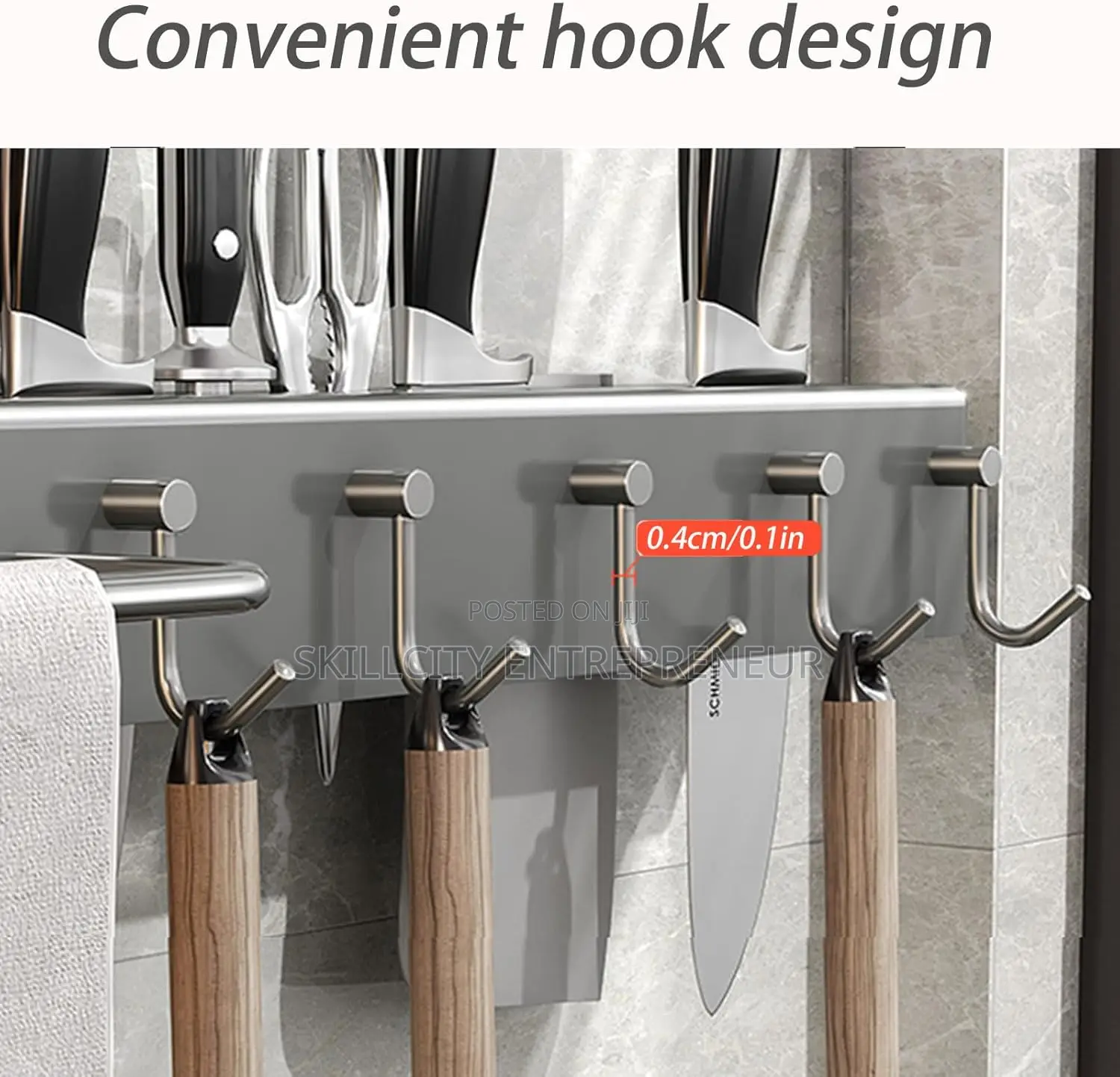 Multifunctional Kitchen Utensil Holder With Hooks Towel Bar