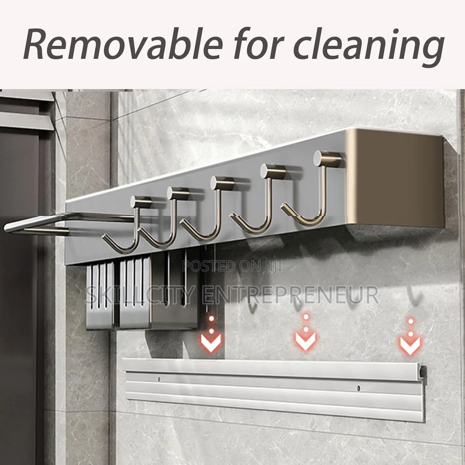 Multifunctional Kitchen Utensil Holder With Hooks Towel Bar