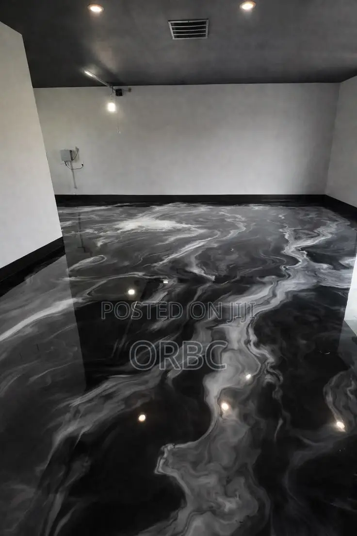 Black and White Metallic Epoxy Floor