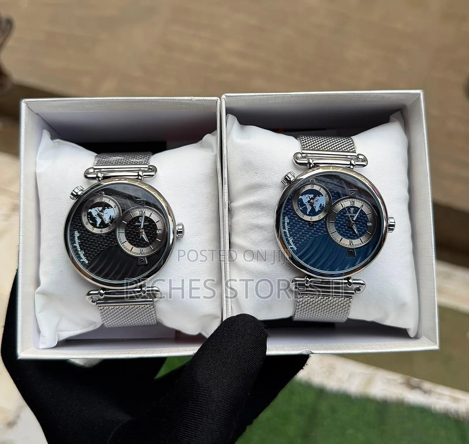 Poedagar Dual Time Zone Nested Stainless Steel Watches