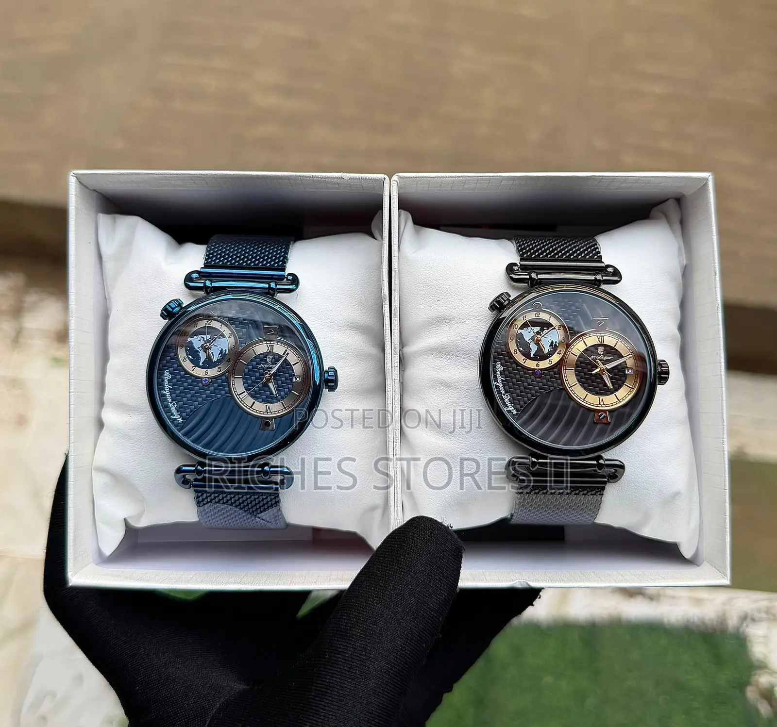 Poedagar Dual Time Zone Nested Stainless Steel Watches