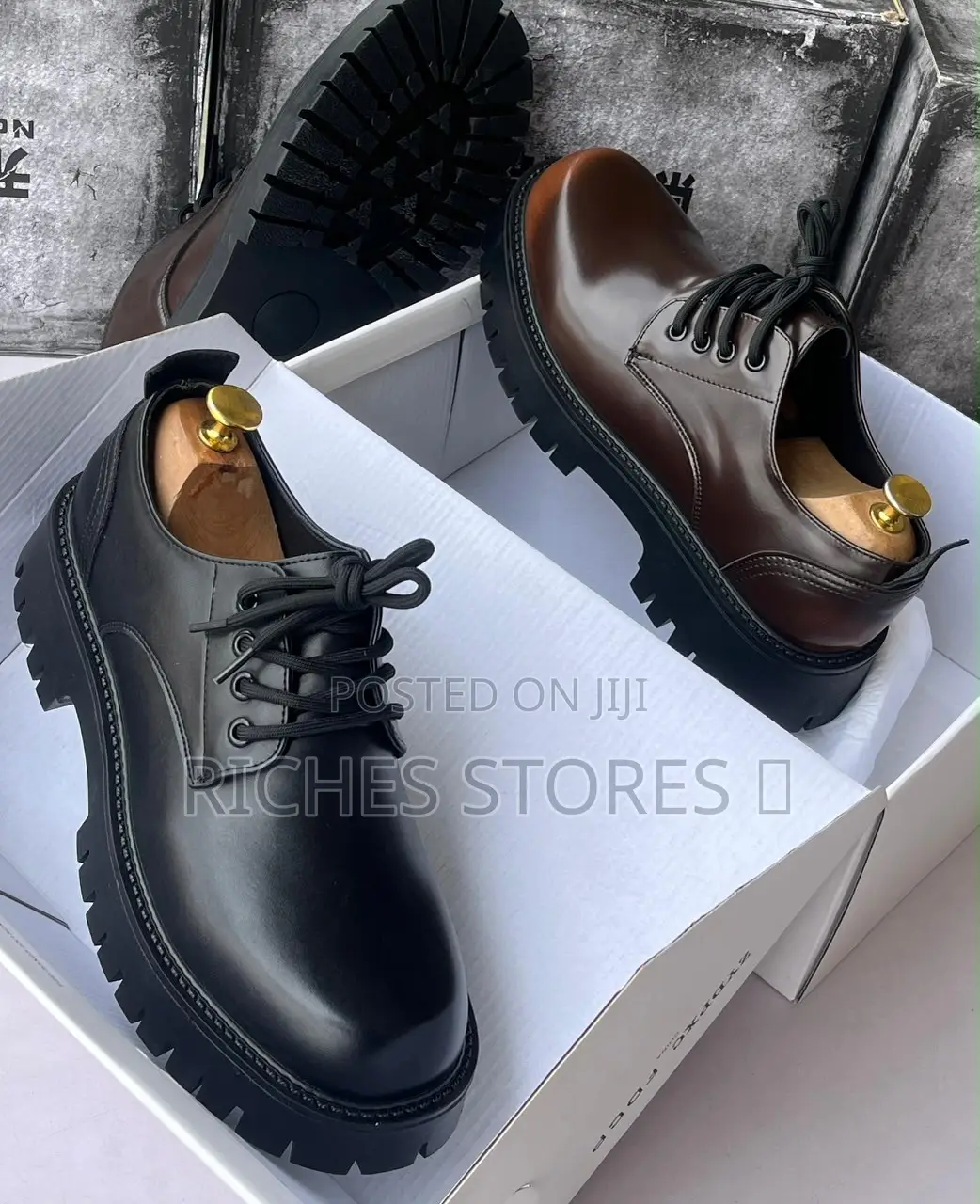 Balenciaga-Style Chunky Leather Derby Shoes for Men