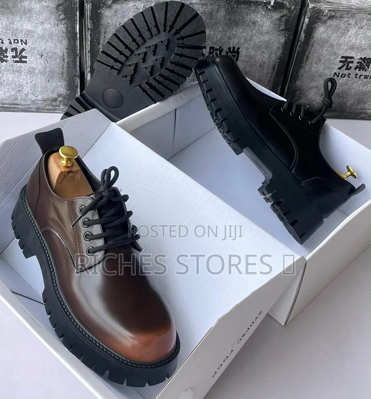 Balenciaga-Style Chunky Leather Derby Shoes for Men