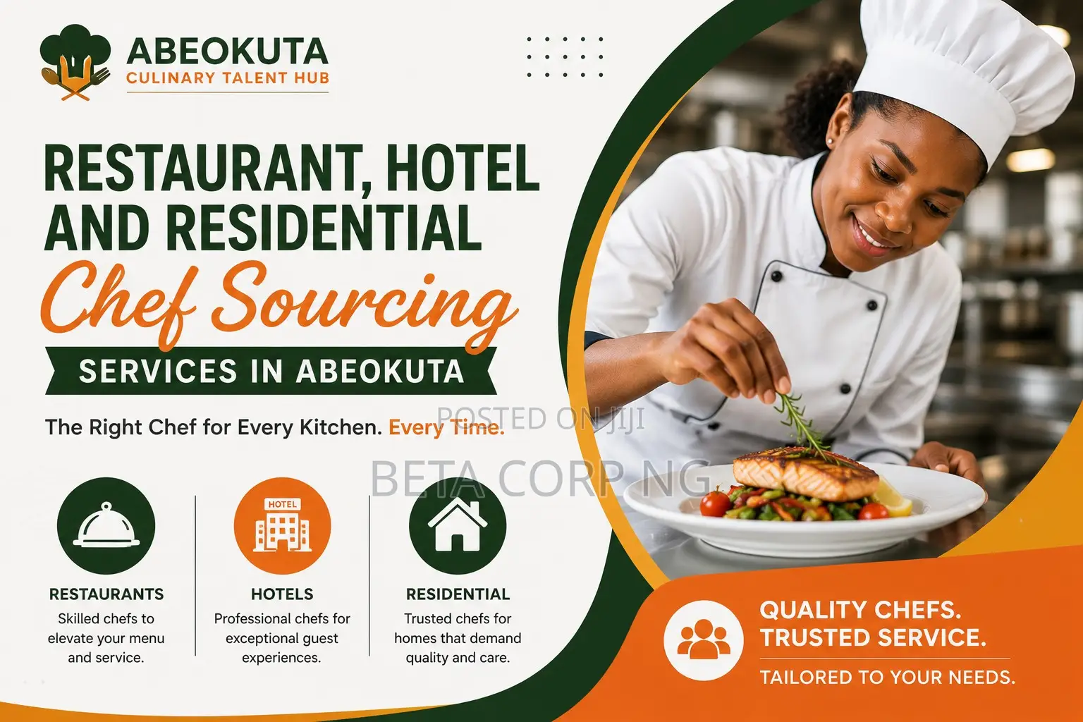 Restaurant, Hotel and Residential Chef Sourcing Services in Abeokuta