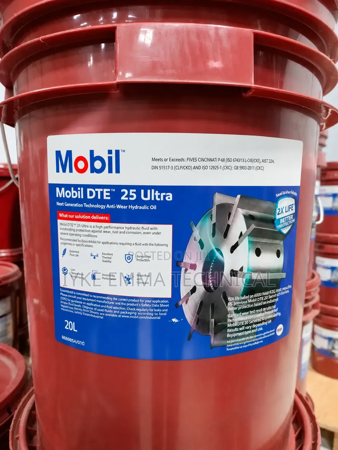 Mobil Dtetm 25 Ultra High-Performance Hydraulic Oil 20-Liter Pail