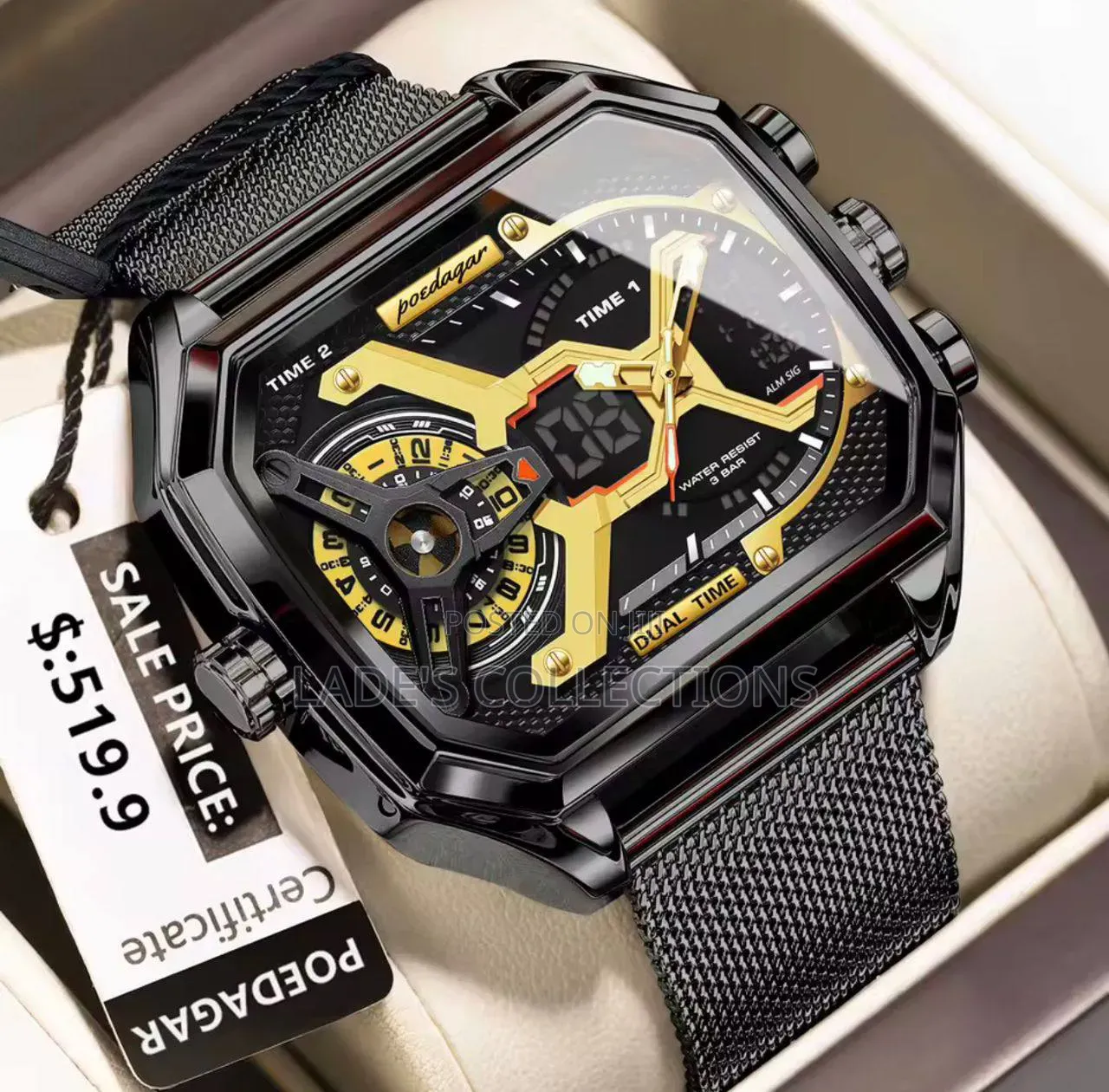 Poedager (Analog+Digital) Face Wristwatch
