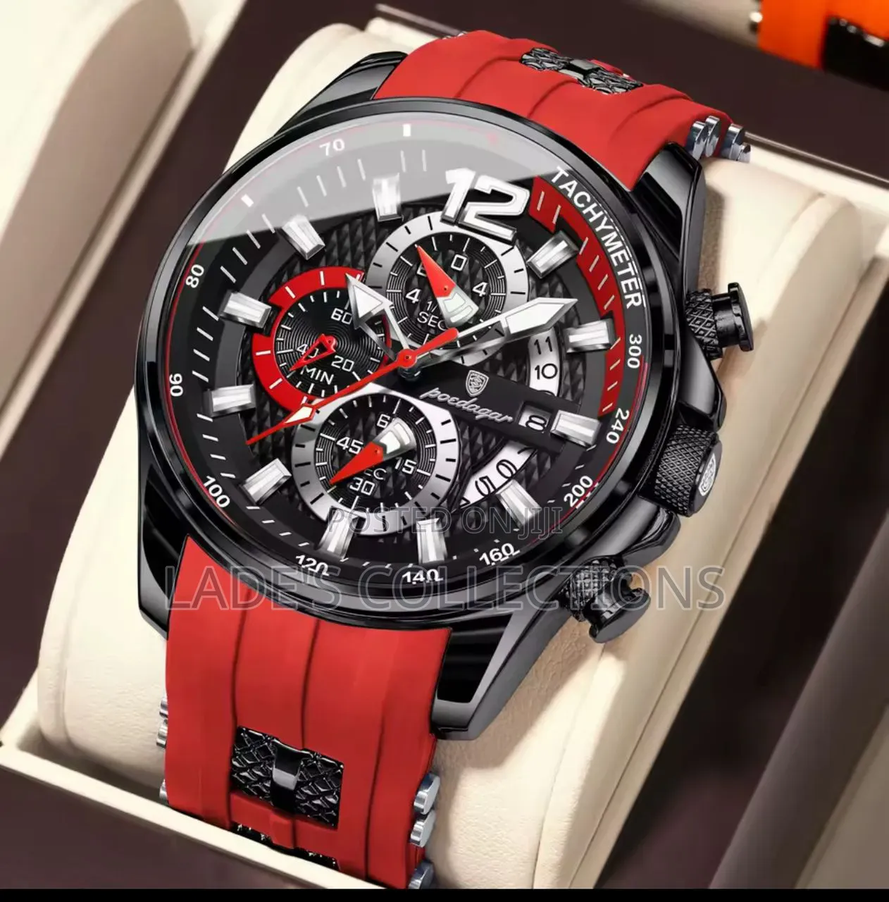 Poedager Chronograph 898 Rubber Strapped Wristwatch