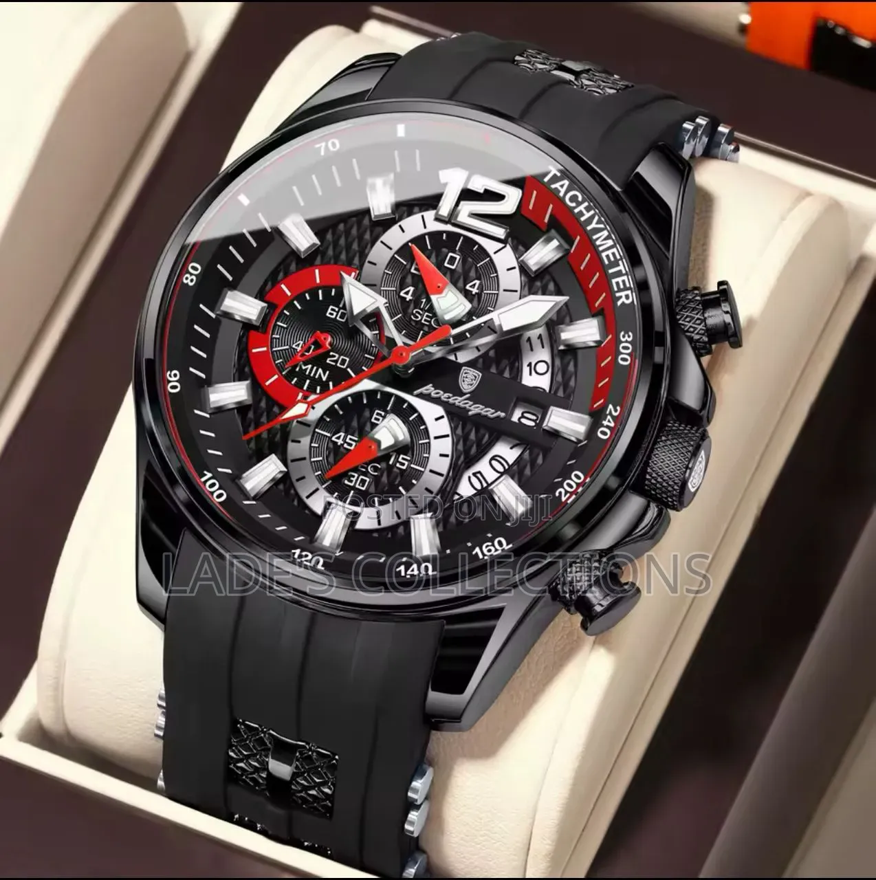 Poedager Chronograph 898 Rubber Strapped Wristwatch