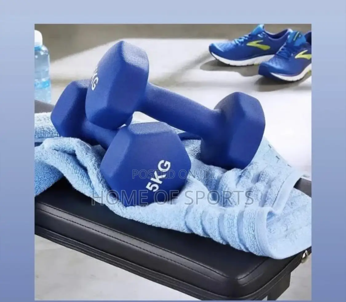 Pair of 5kg Aerobic Rubber Dumbbell