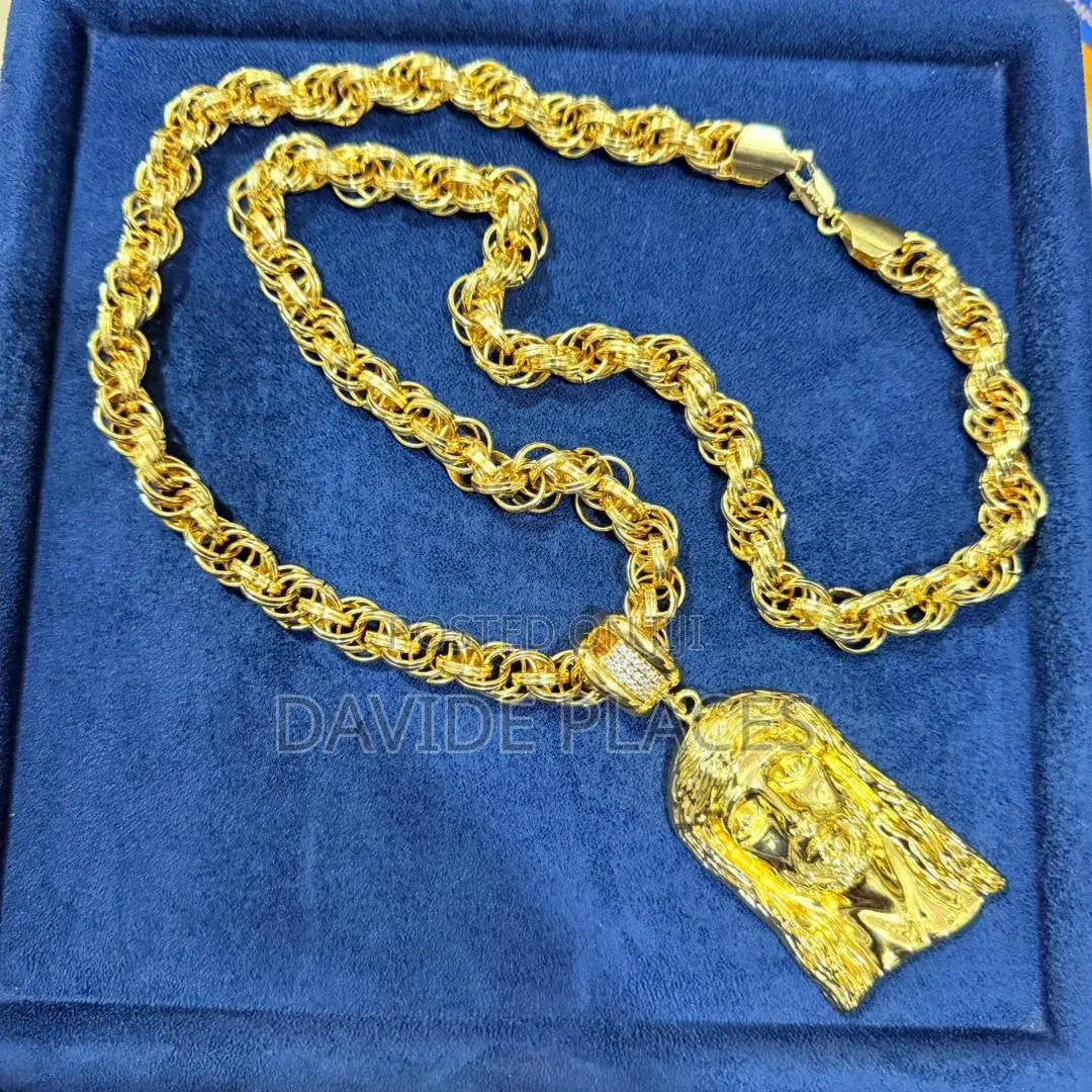 Gold Replica, Italian Steel Necklace and Pendant, Available in Differe