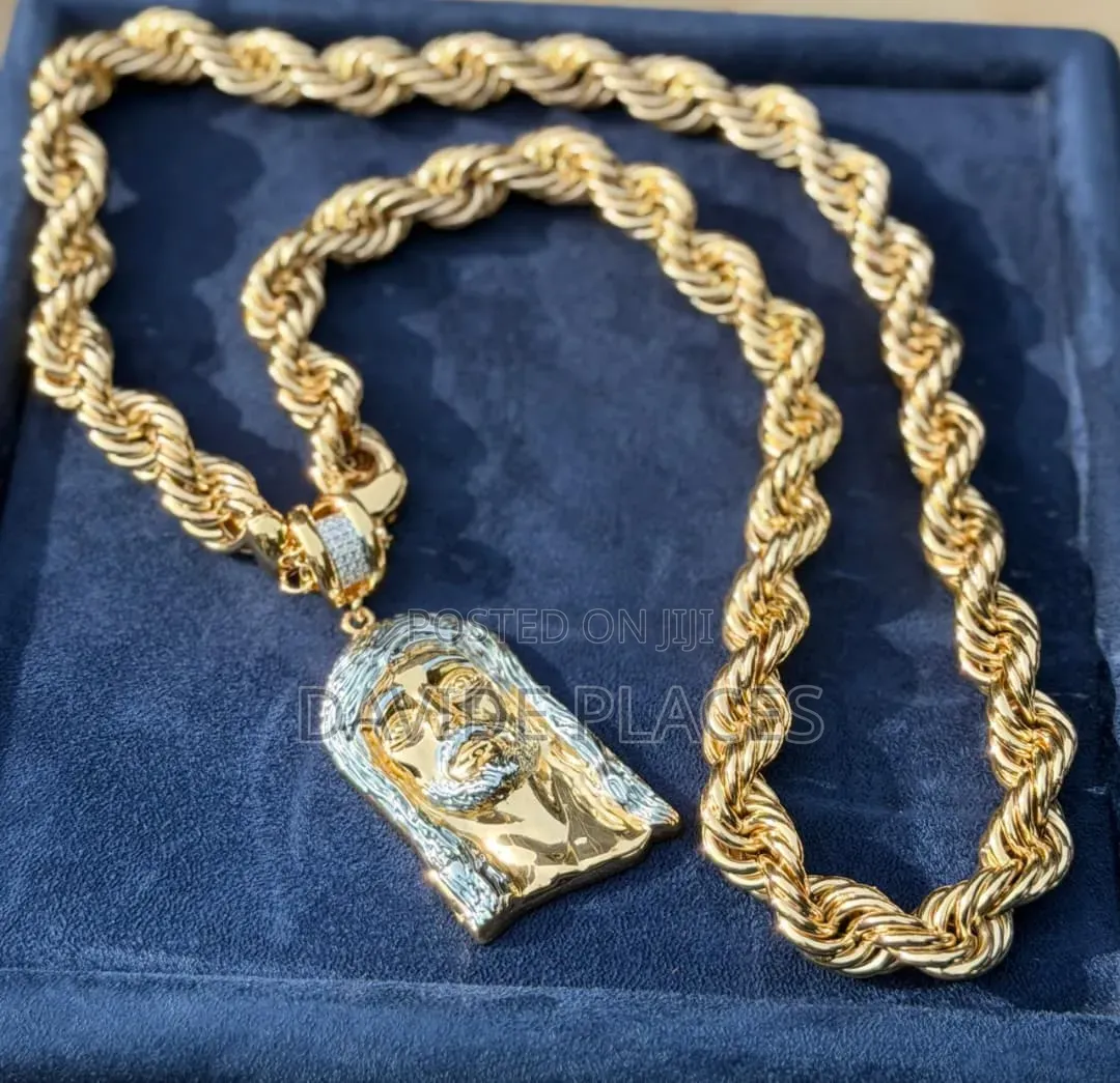 Gold Replica, Italian Steel Necklace and Pendant, Available in Differe