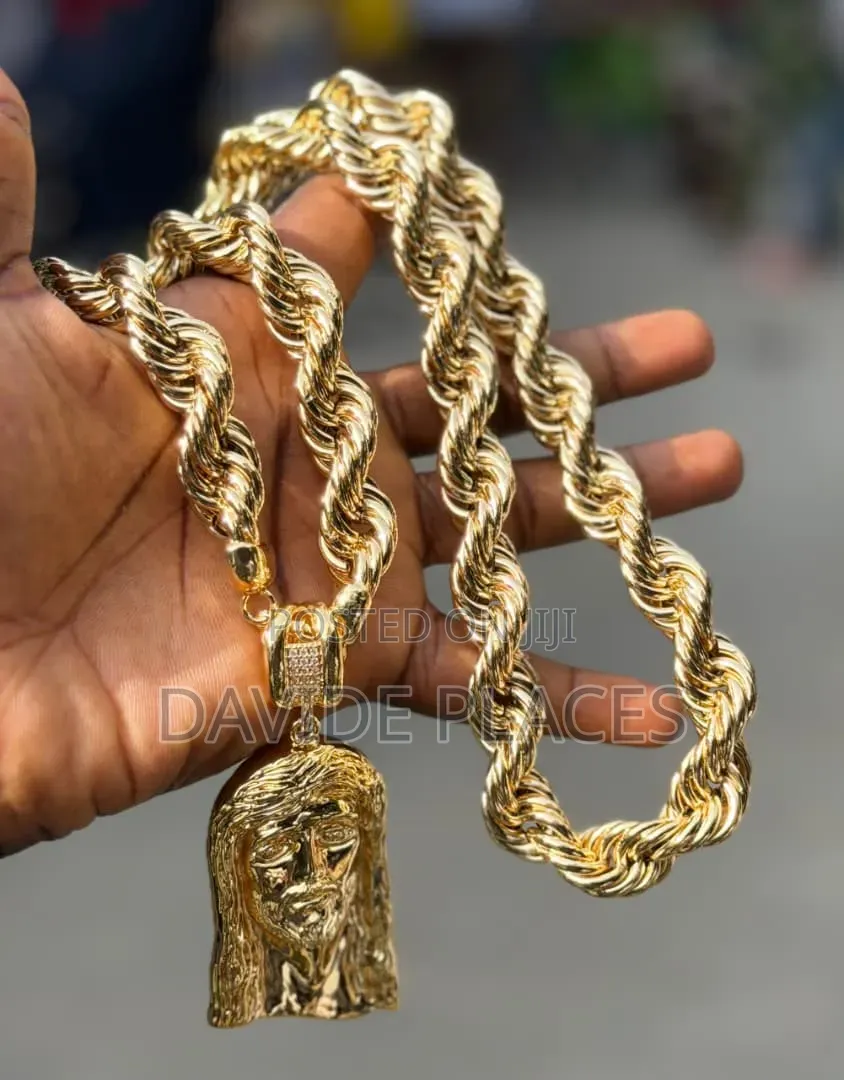 Gold Replica, Italian Steel Necklace and Pendant, Available in Differe