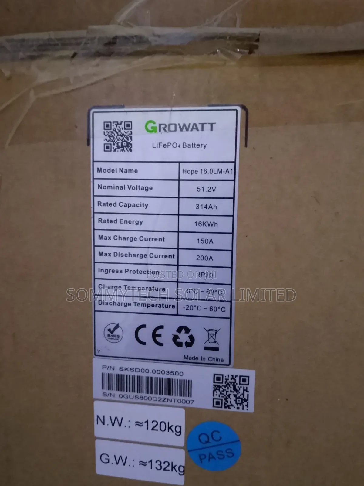 16kwh _48v Growatt Luthiun Ion Battery