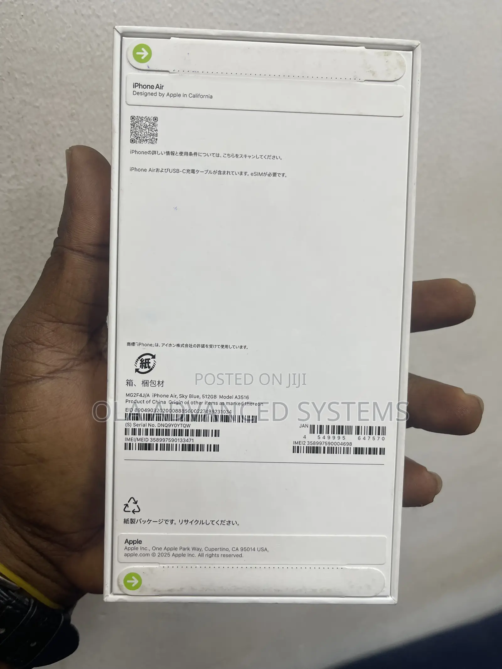 New Apple iPhone Air 512 GB Blue