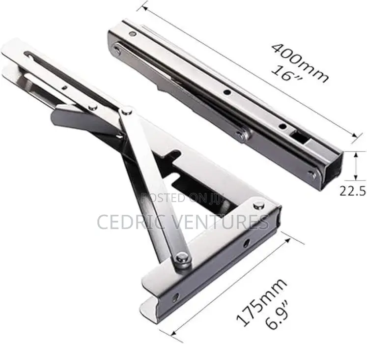 16 Inch Stainless Steel Folding Shelf Bracket - 2 Pieces