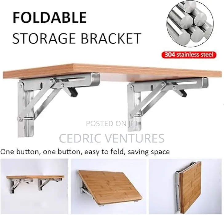 16 Inch Stainless Steel Folding Shelf Bracket - 2 Pieces