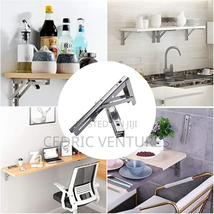 16 Inch Stainless Steel Folding Shelf Bracket - 2 Pieces