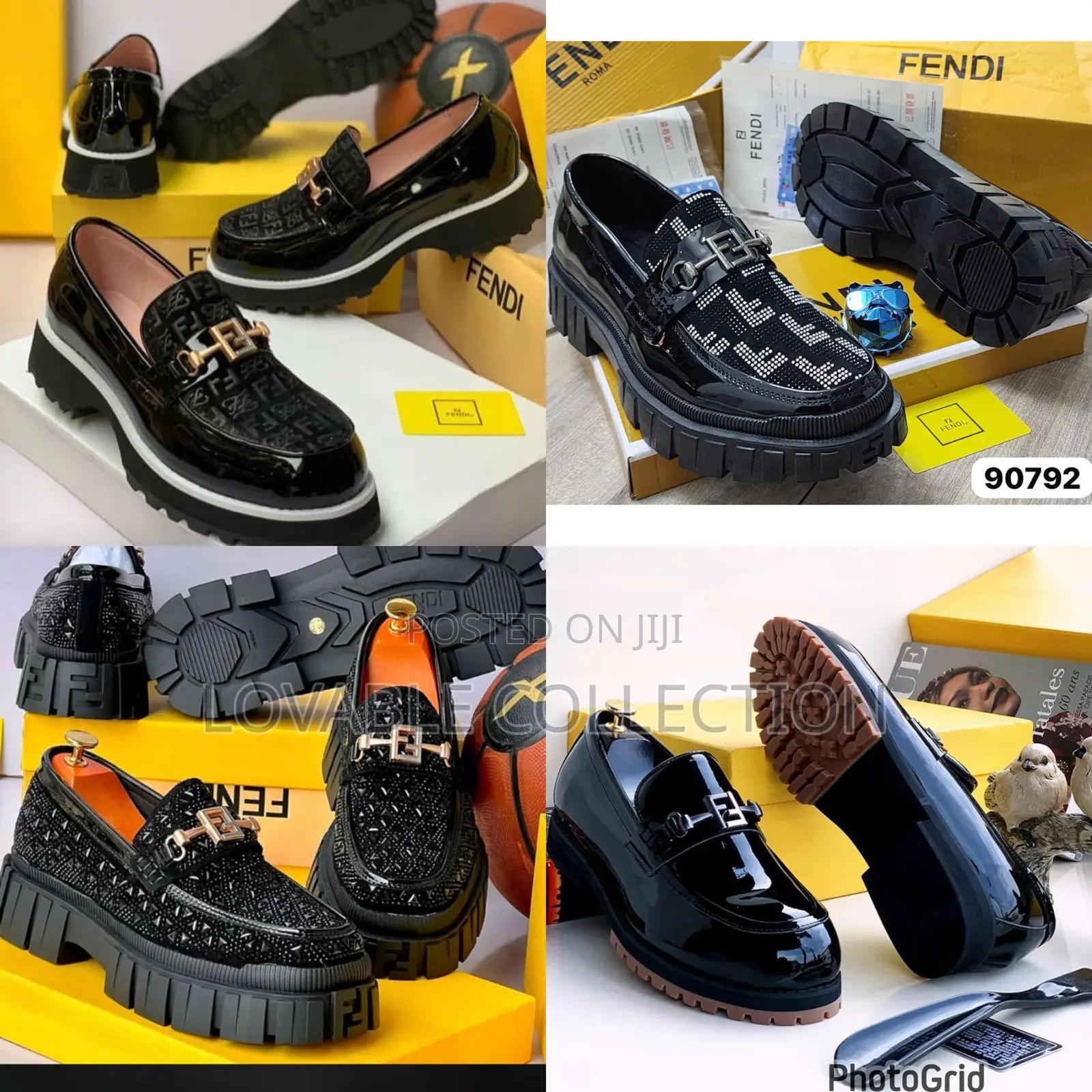 Fendi Ff Jacquard Patent Platform Loafers.