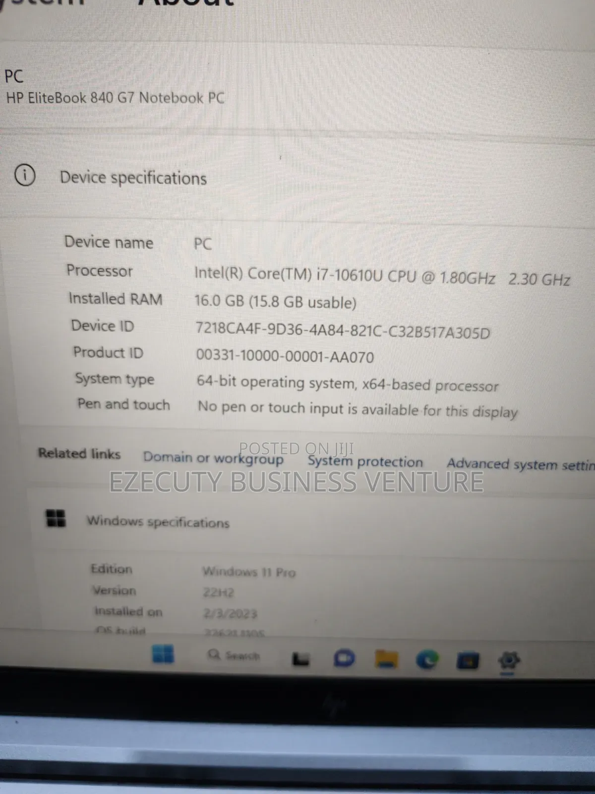 Laptop HP EliteBook 840 G7 16GB Intel Core i7 SSD 256GB