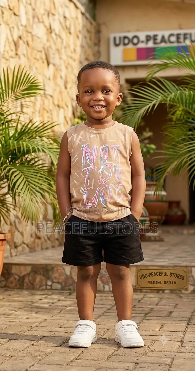 Kids' Summer-Drip "Not Too Late" Sleeveless Tee Shorts Set