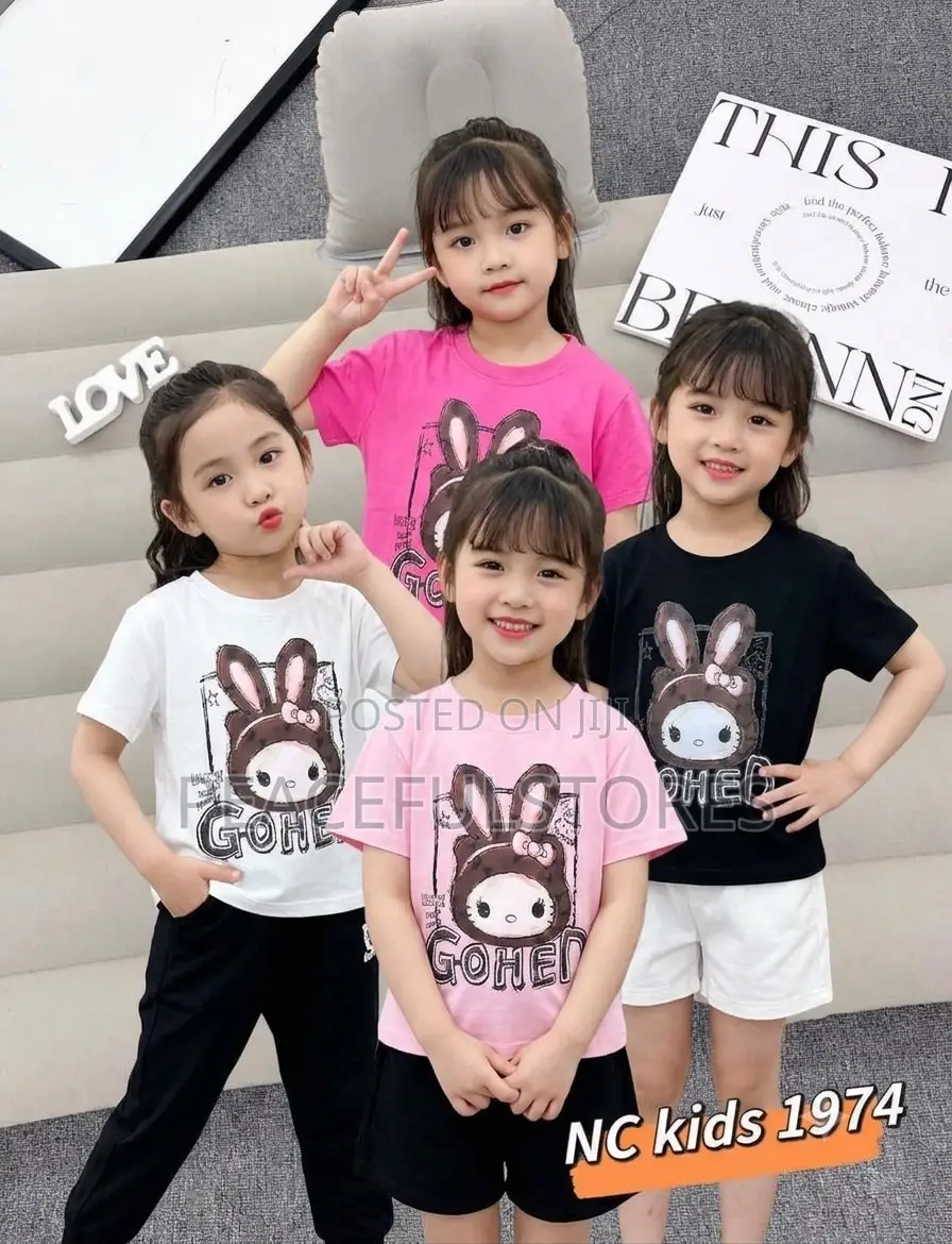 Girls' Premium "Lucky Bunny" Casual Graphic Tees