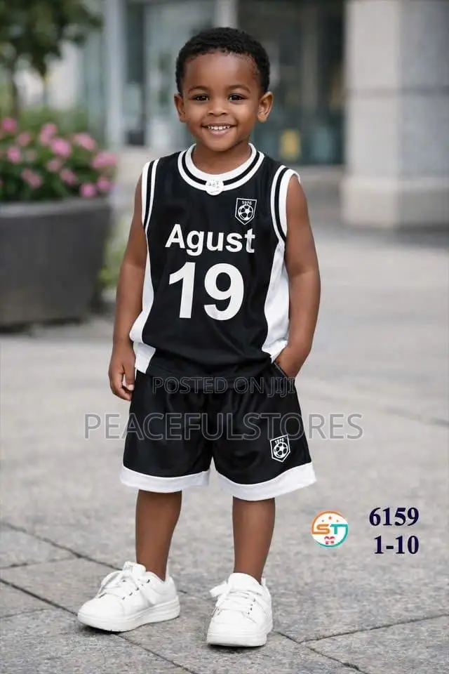 Kids' Premium "Agust 19" Athletic Basketball Jersey Shorts Set