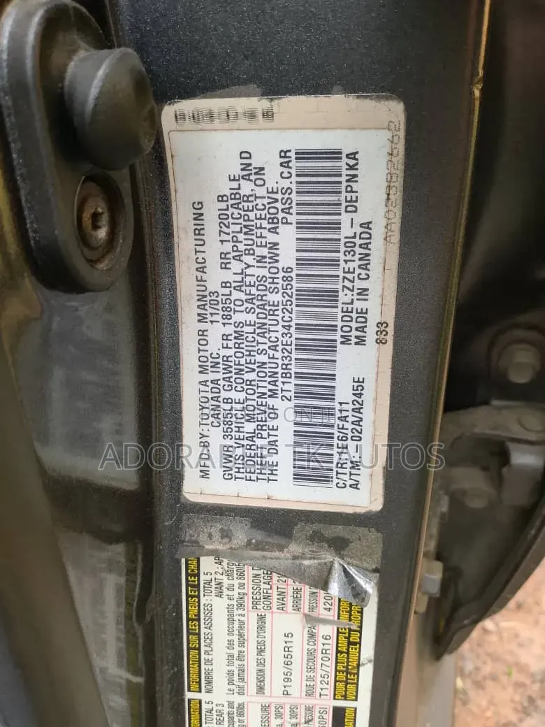 Toyota Corolla Sedan Automatic 2004 Gray