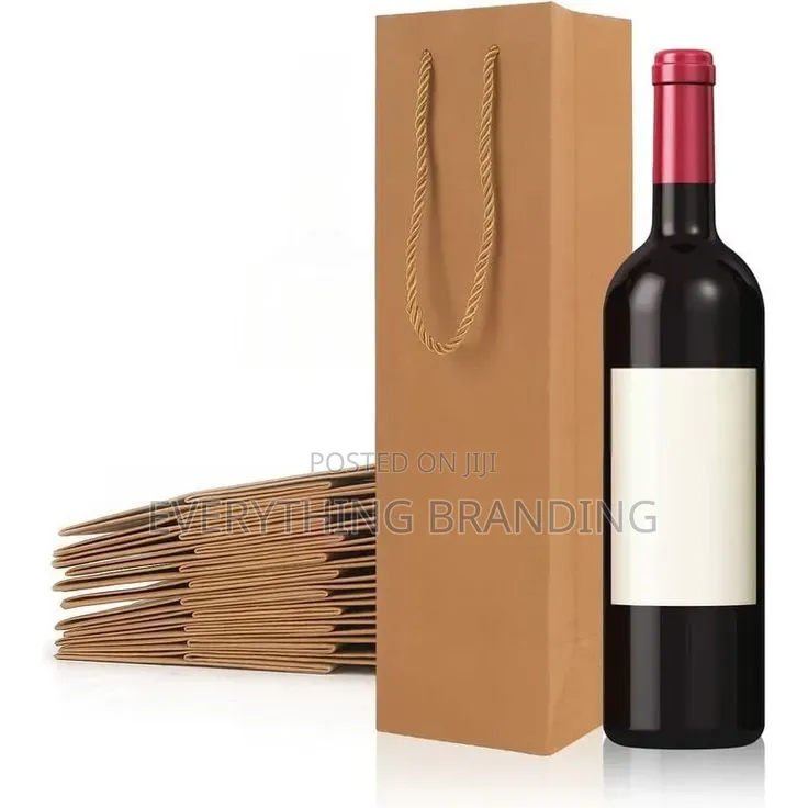 Plain Wine Gift Paper Bags for Bottle Packaging Souvenirs