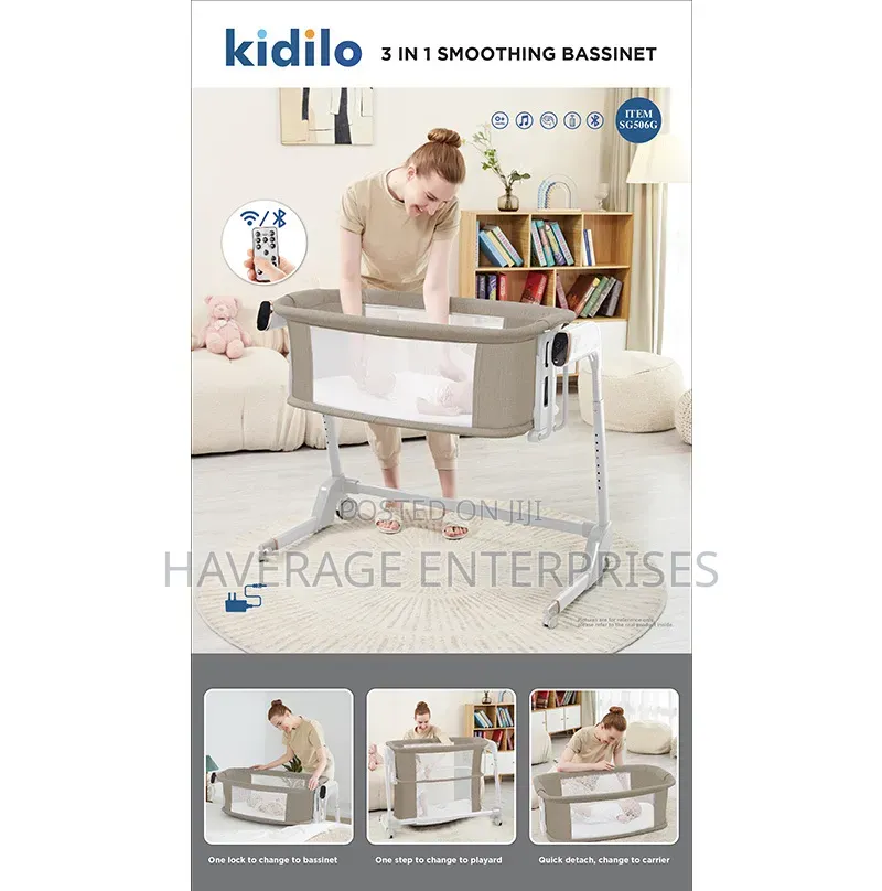 Kidilo Multifunctional Electric Rocking Baby Crib-Sized Metal Bed