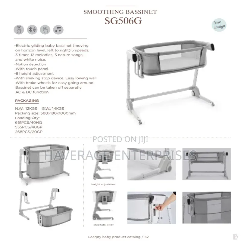 Kidilo Multifunctional Electric Rocking Baby Crib-Sized Metal Bed