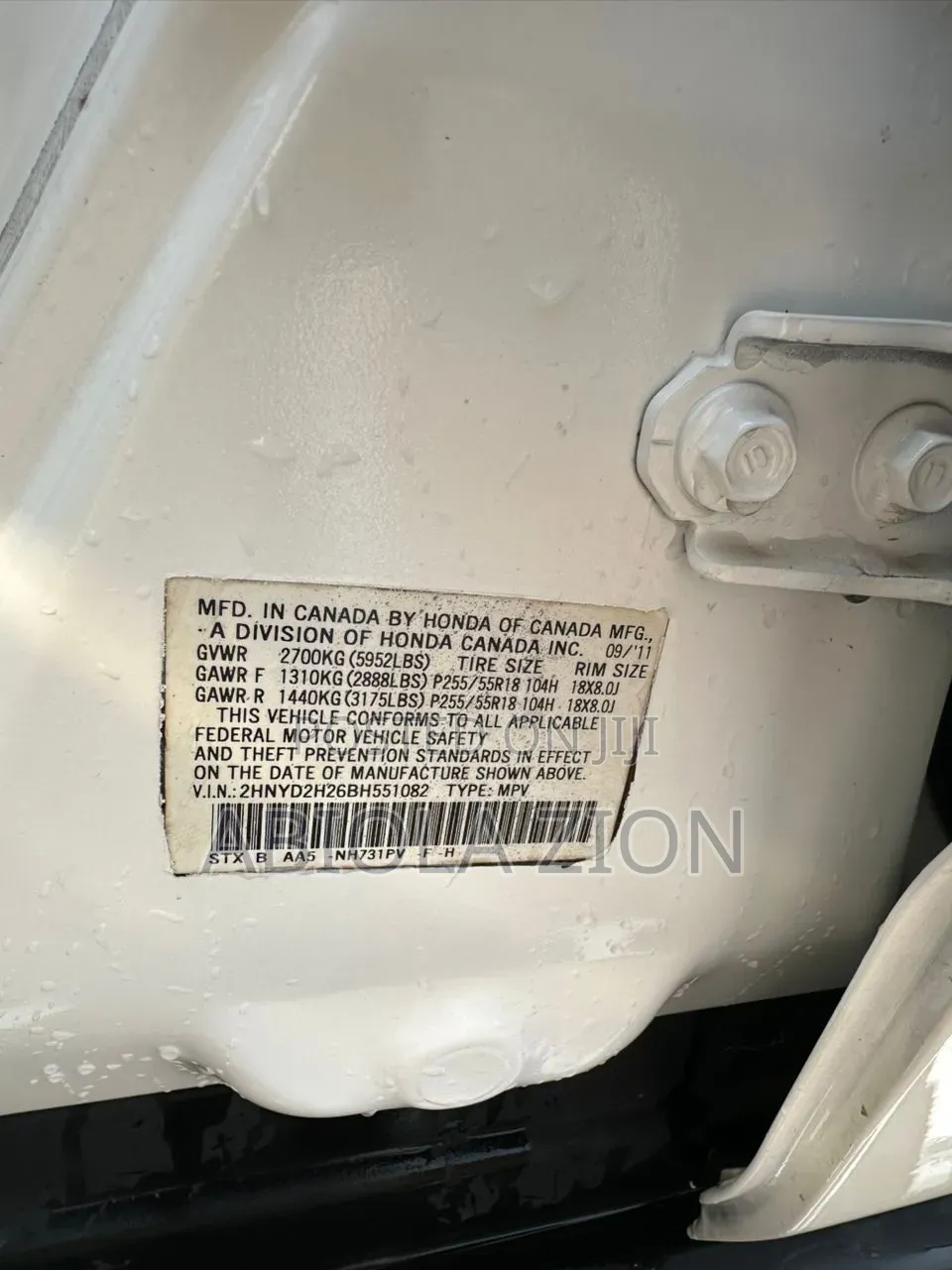 Acura MDX Advance Package SUV AWD (3.7L 6cyl 6A) 2012 White