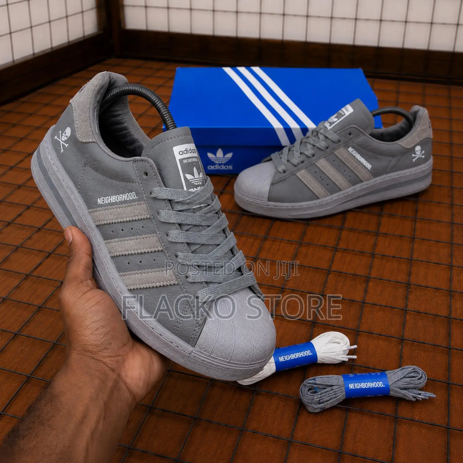 Original Neighborhood X Adidas Superstar Cement Grey Sneakers