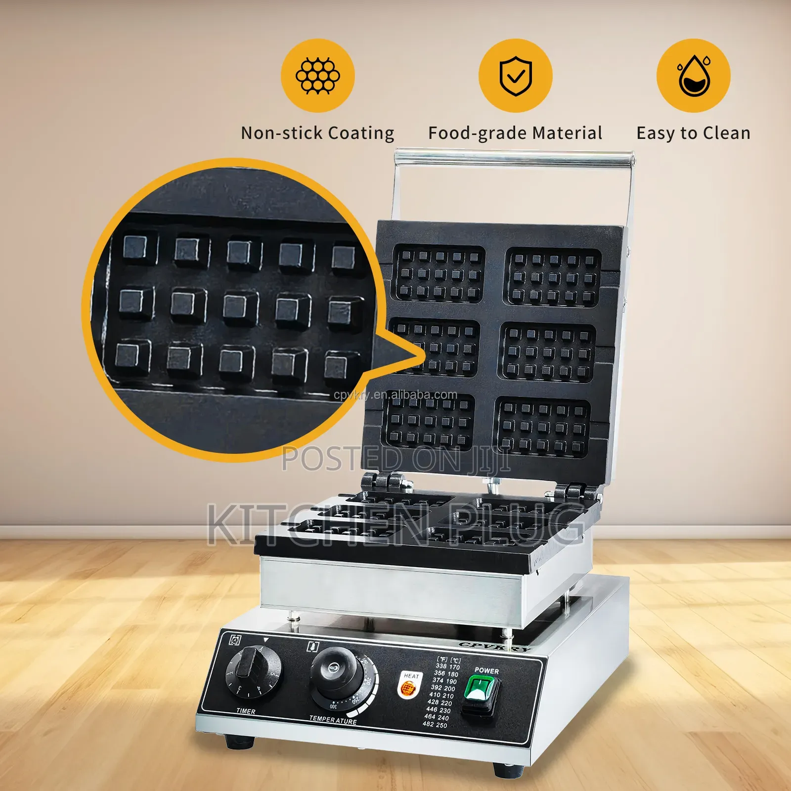 Commercial Mini Stainless Steel Waffle Maker, Model Ht-2206,