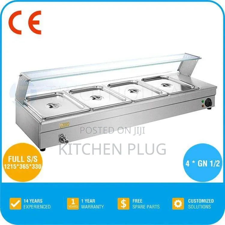 Commercial 4 Pan Bain Marie Food Warmer Counter